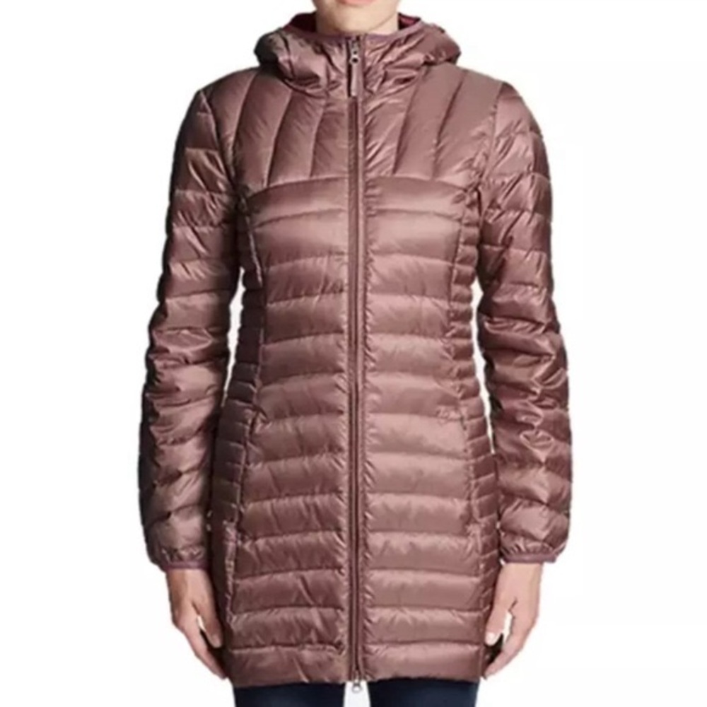 EDDIE BAUER Astoria Hooded Down Parka Puffer Jacket Full Zip Vintage Rose Large